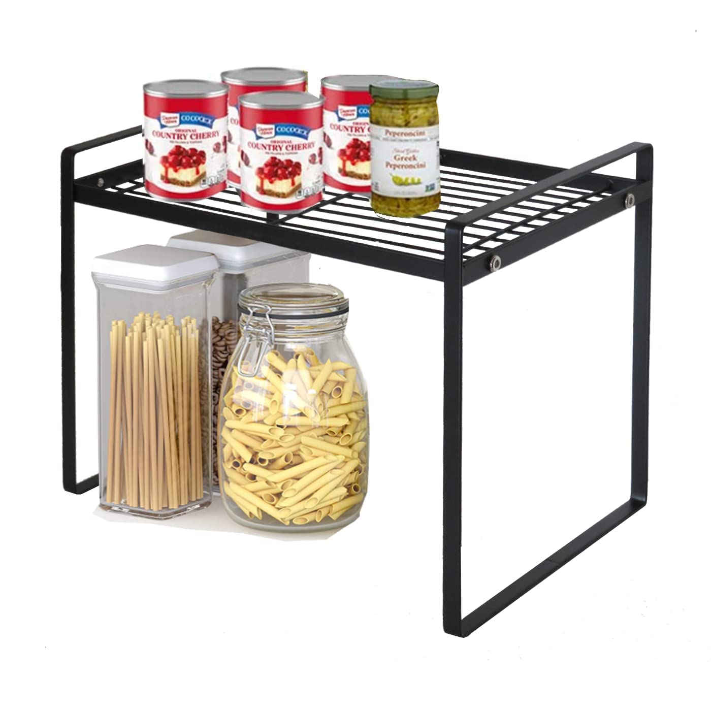 DearyHome Cabinet Shelf, 13'' Kitchen Counter Shelf, Metal Wire Stackable Cupboard Spice Rack, Space Saving Countertop Orgainzer
