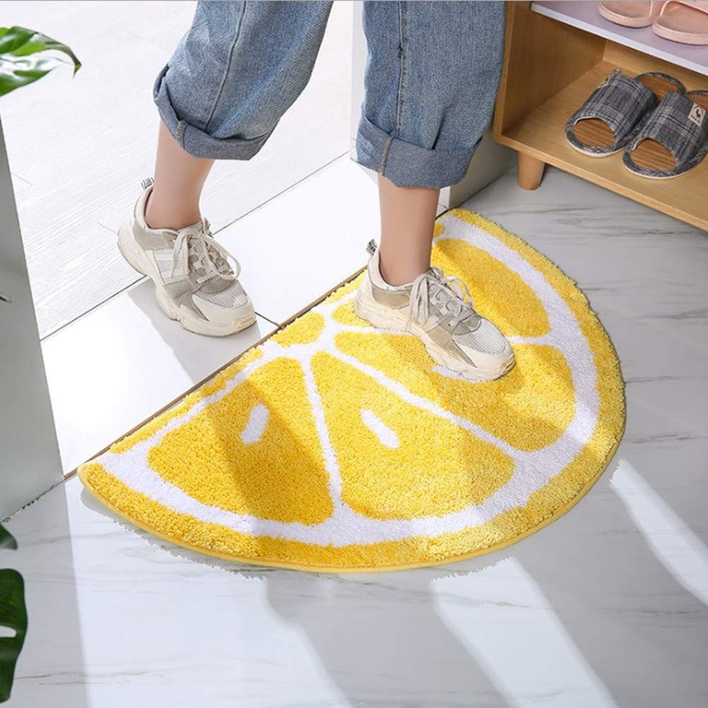 Ukeler Home Entrance Rug Half Round Yellow White Door Mat Dirt Trapping Rugs Non Slip Absorbent Bath Rugs Bathtub Mat For Kids,