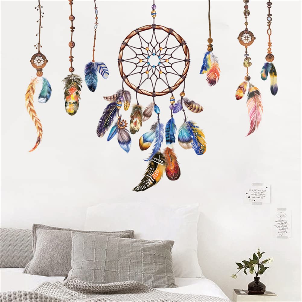 Dream Catcher Wall Decals YXY LLC Dream Catcher Feathers Wall Stickers for Bedroom Kids Room Decoration (Dream Catcher)