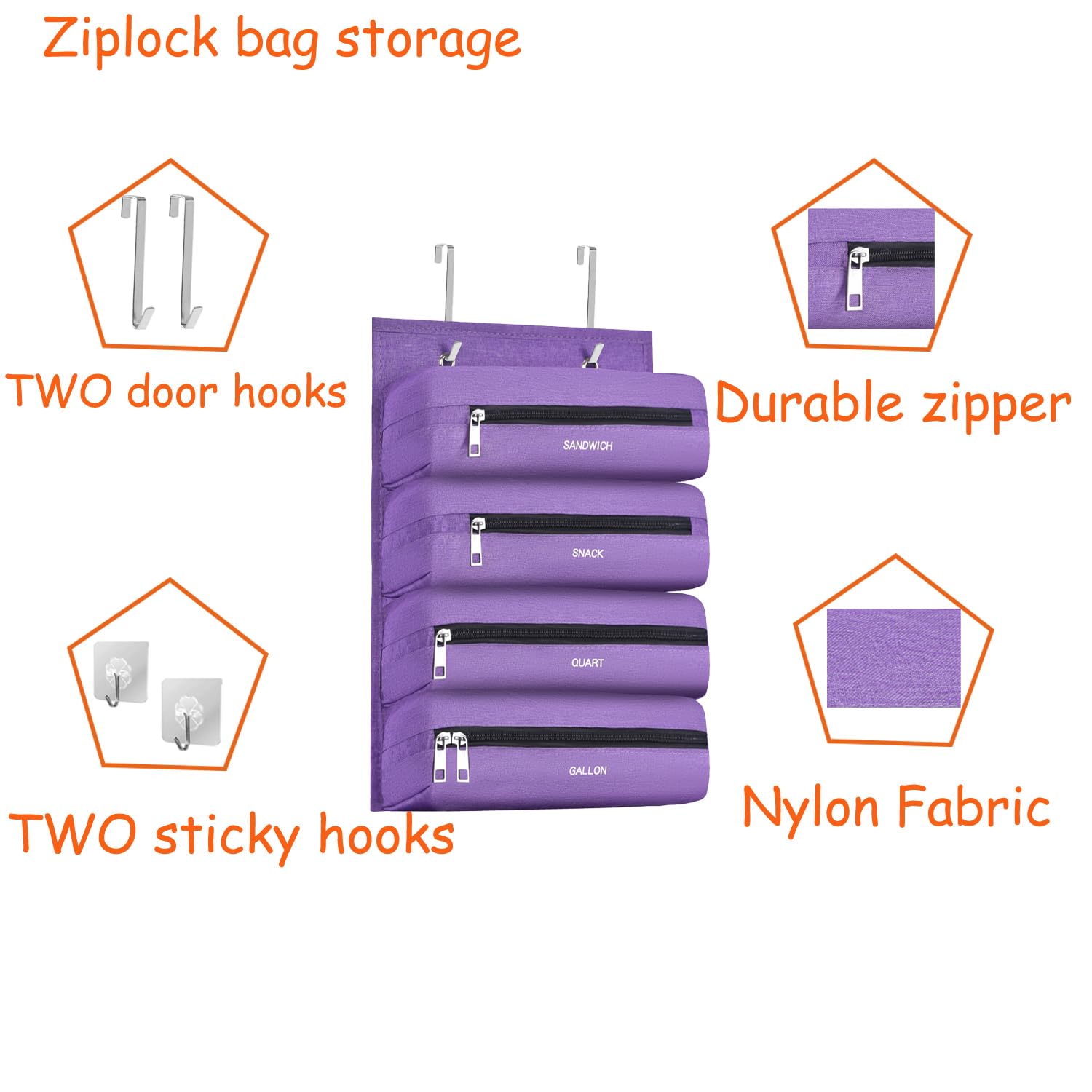 Ziplock Bag Organizer Compatible With Ziploc Gallon, Quart, Sandwich & Snack Food Storage Bag, Kitchen Plastic Bag Storage Organ
