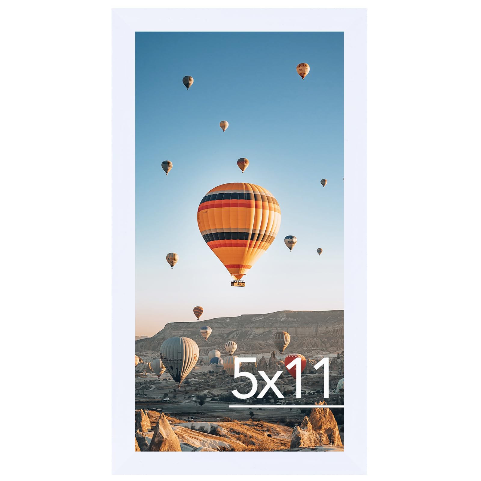 JCJMY 5x11 Picture Frame White for Wall Hanging or Tabletop, Wall Mounting Horizontally or Vertically, 5 x 11 Wall Gallery Poste