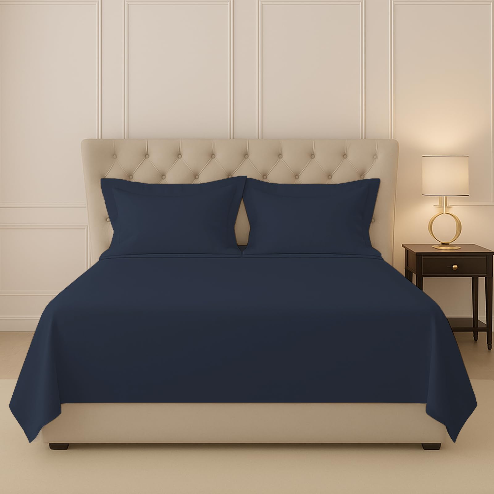 Pizuna 100% Cotton King Size Bedsheet 6 Feet, 400 Thread Count Long Staple Cotton Bedsheets For King Size Bed 100X108 Inch With 