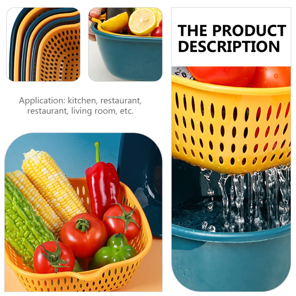Lifkome 6 Pieces Drain Colander Set Detachable Multi-Layer Plastic Kitchen Food Strainer Fruits Vegetable Washing Baskets Drain