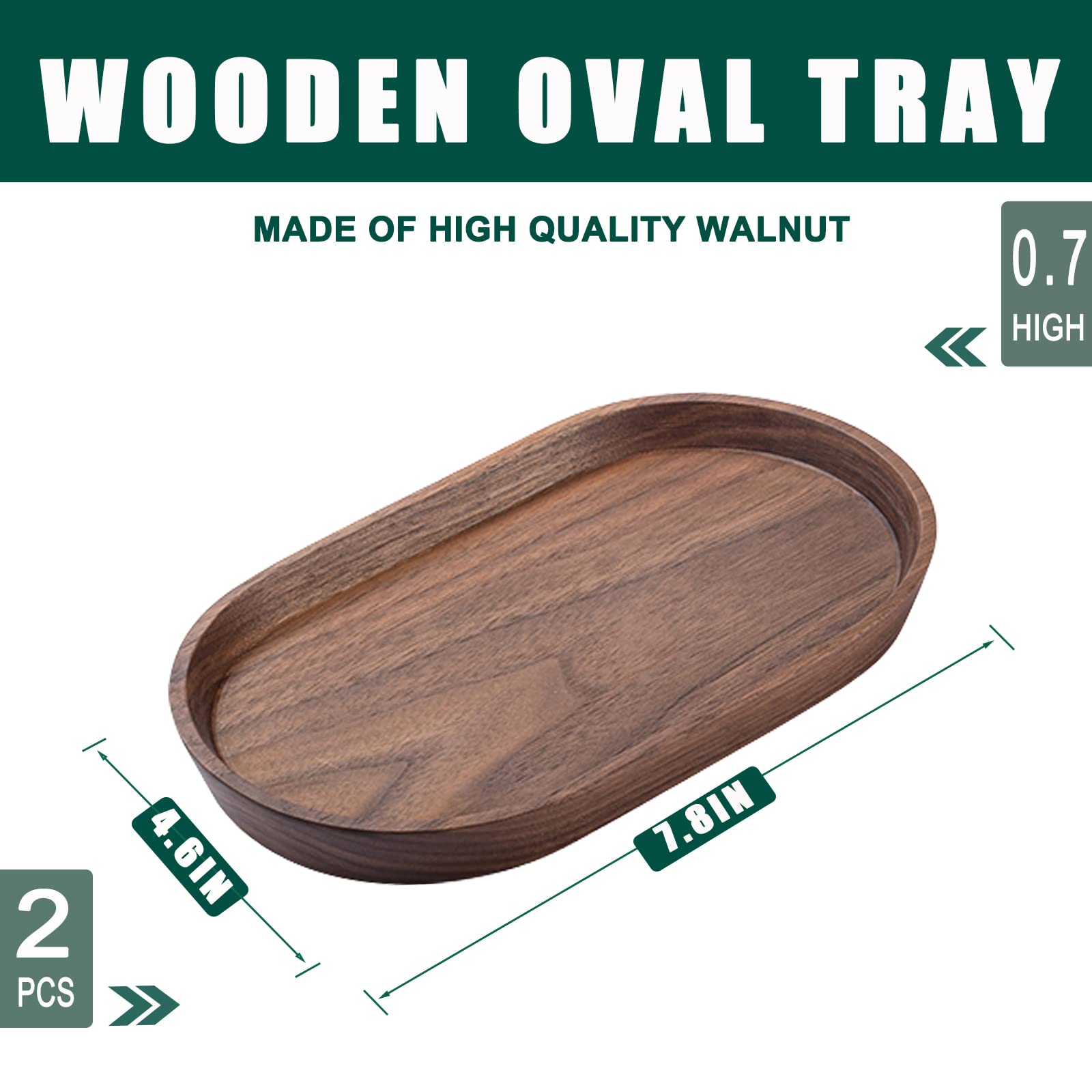 Vandroop Mini Serving Trays For Parties, Small Tray For Tea&Coffee, Oval Wooden Plates For Serving Food, Decorative Tray For App