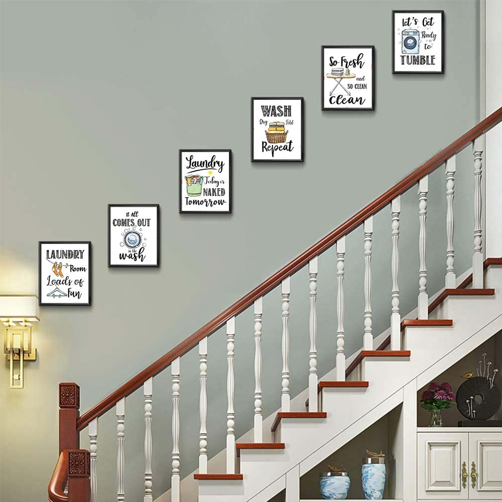 Funny Laundry Rules Sign Painting, Creative Laundry Saying Art Prints (8   X10   ,Unframed), Set Of 6, Funny Modern Minimalist W