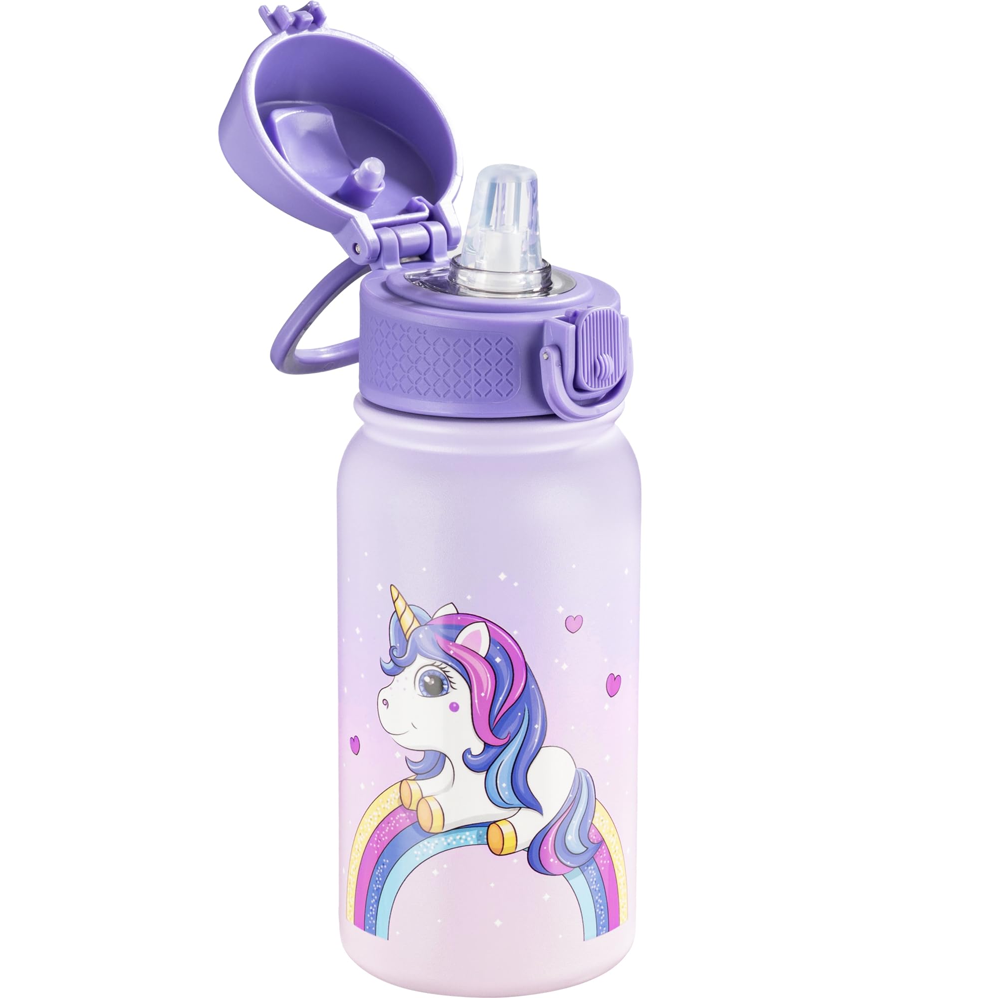 OLDLEY 12oz Kids Water Bottle, Stainless Steel Insulated Water Bottle For Kids, With Straws Leak-proof, Kids Water Bottles For S