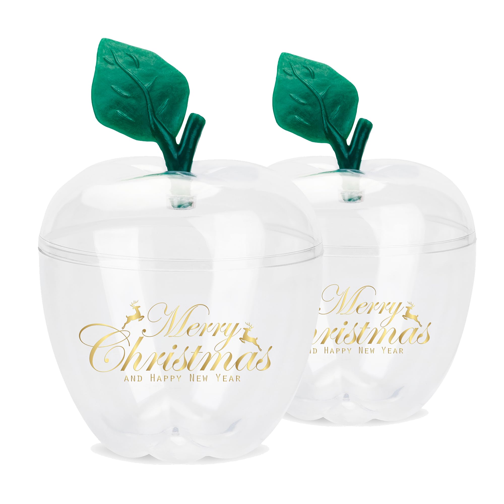 HANZE Large Clear Apple-Shaped Containers - Plastic Candy Toy Filling Jar for Holiday Decorations, Back To School Teacher Apprec