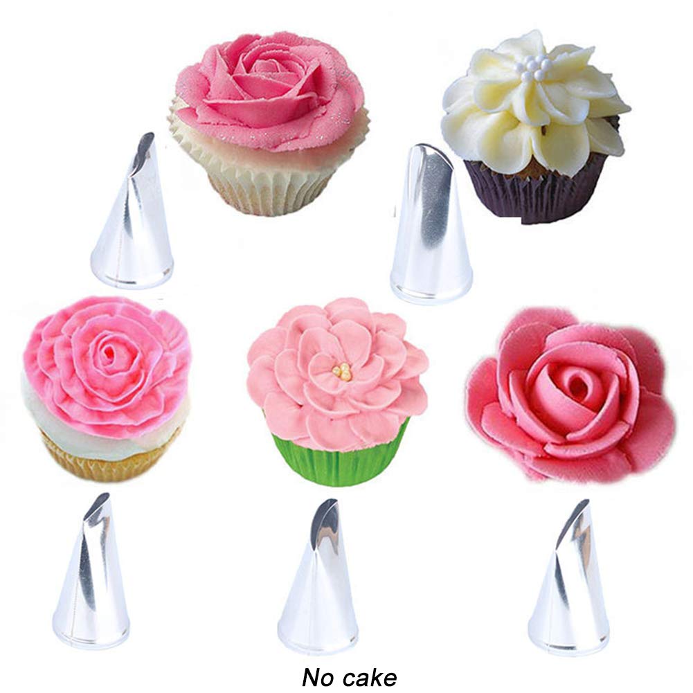 Beespring 5 Pcs Petal Piping Nozzles Cake Decorating Tips Rose Flower Stainless Steel Icing Nozzle Pastry Diy Decorating Tools F