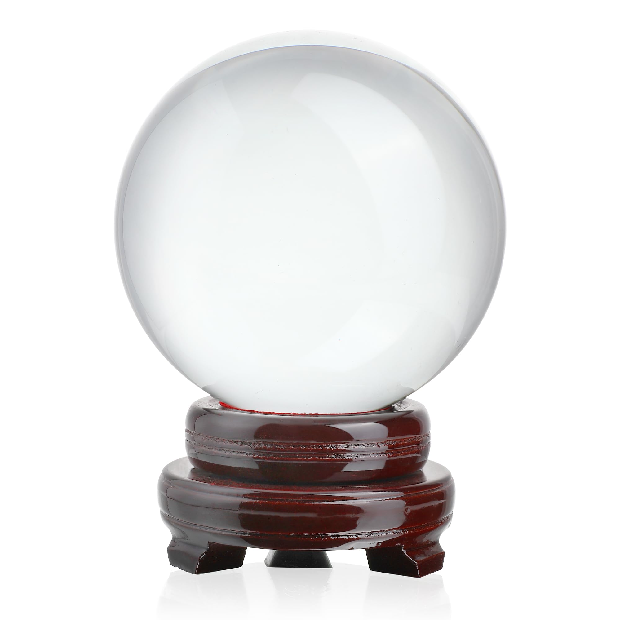 150mm/6inch Clear Crystal Ball with Wooden Stand Fortune Teller Mystical Quartz Ball Photography Props FengShui Divination Spher
