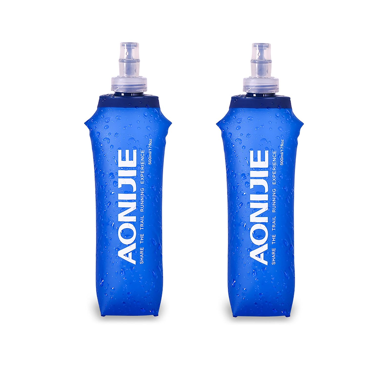 AONIJIE 2PCS Foldable Soft Water Bottle, 250ml/500ml TPU Environmentally Friendly Soft Water Bag for Running, Hiking, Cycling (2