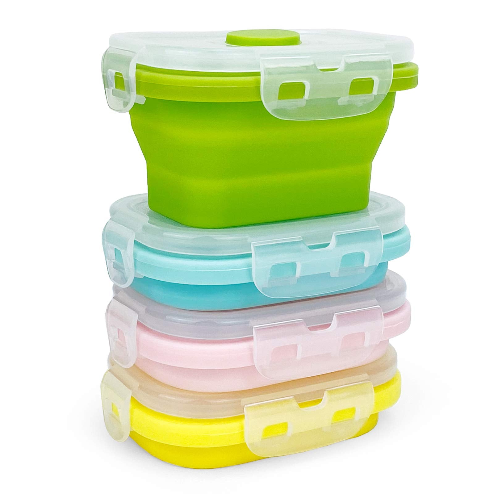 Ccyanzi Small Silicone Food Containers With Lids, Collapsible Food Storage Containers Set | Leakproof | Microwaveable | Store Fo
