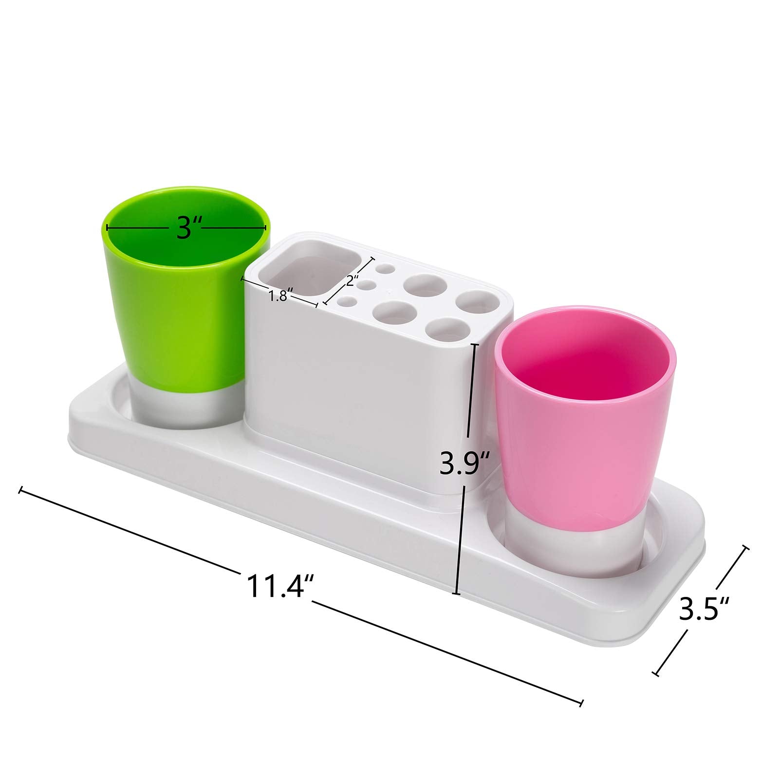 Aebeky Bathroom Toothbrush Holder Stand Organizer With Rinsing Cups(2 Cups)