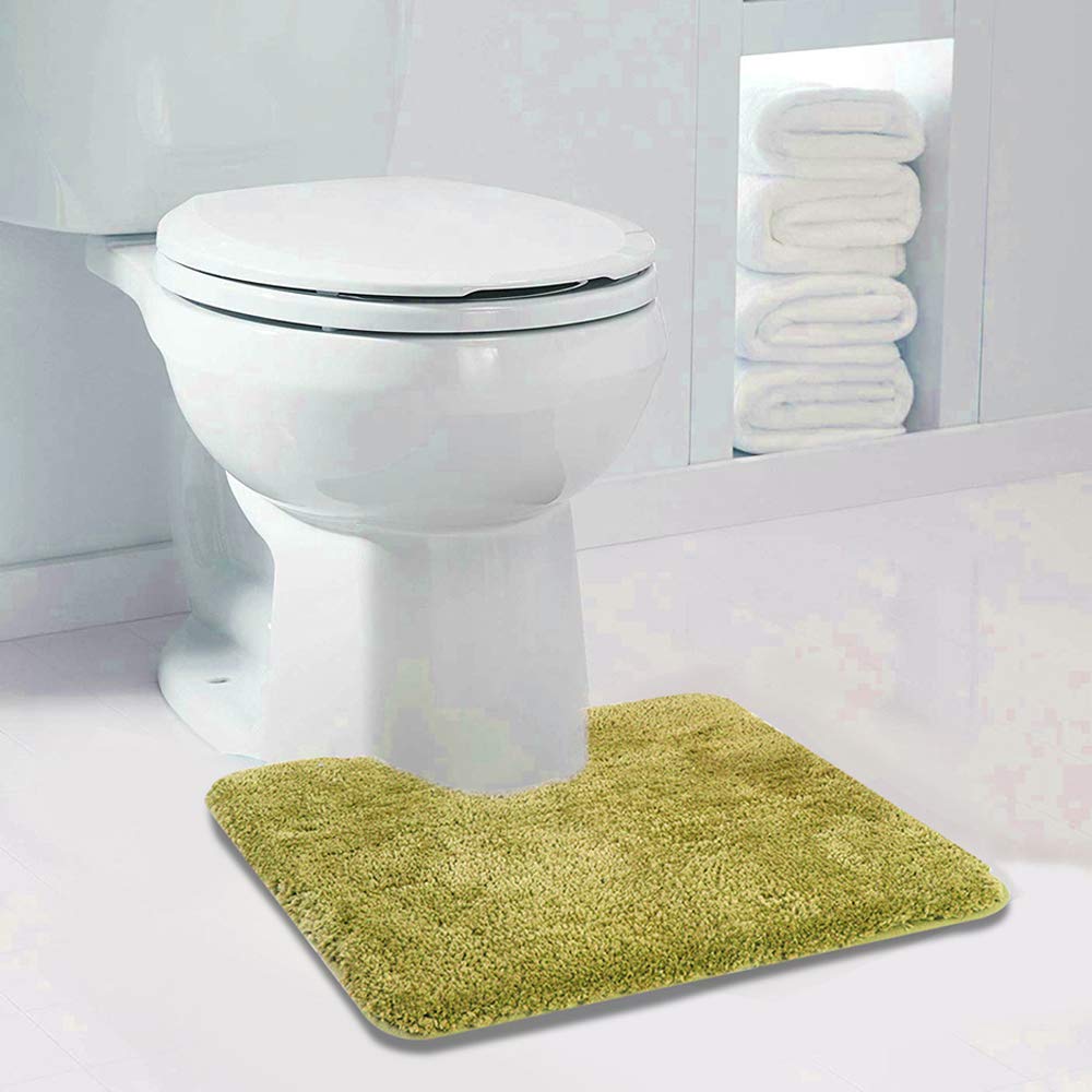 Walensee Bathroom Contour Rug (20X24, Olive Green) Non Slip Bath Mat For Bathroom Water Absorbent Soft Microfiber Shaggy Bathroo