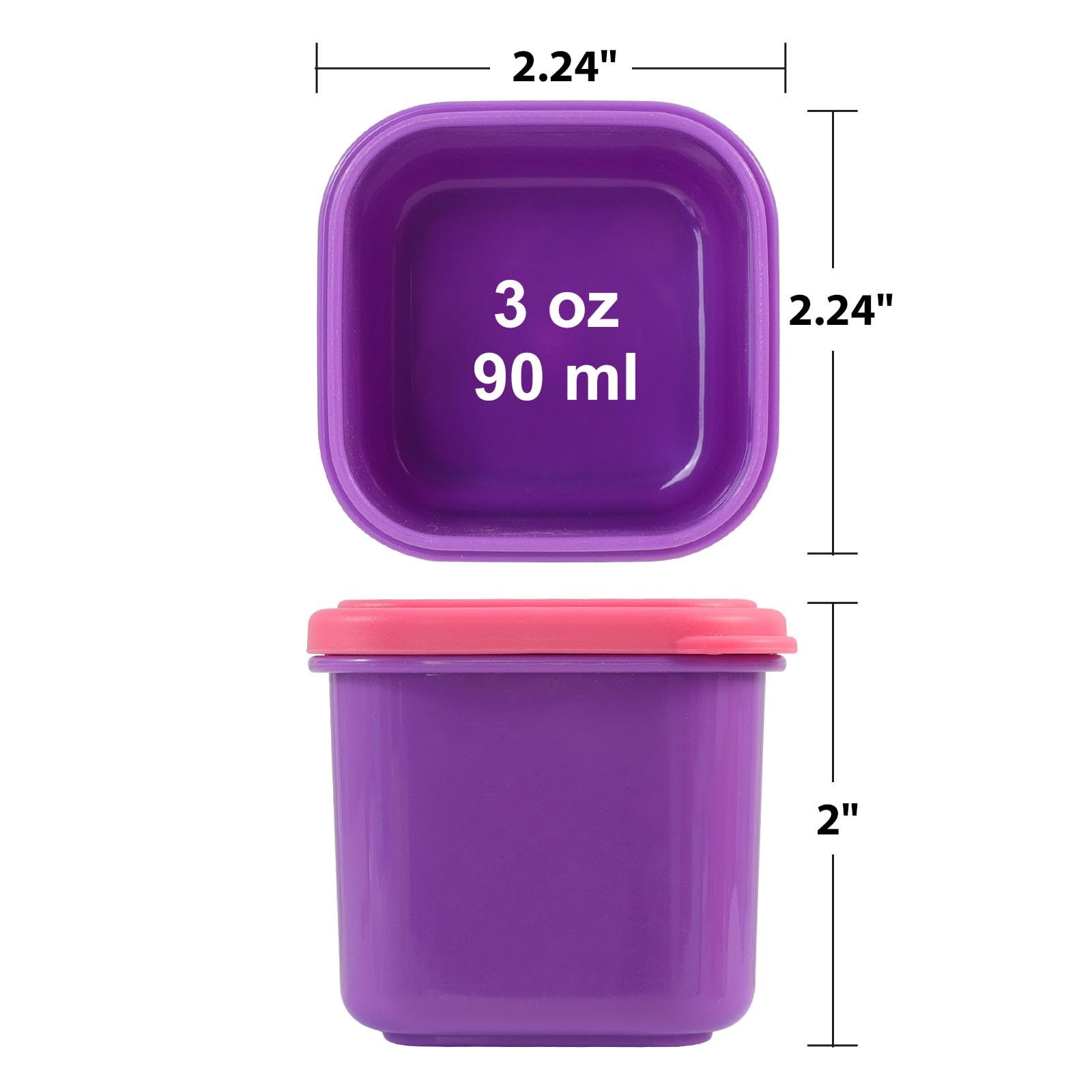 Caperci Leakproof Condiment Salad Dressing Container To Go With Lids 6 Pack - 3 Oz/90Ml Stackable Small Food Storage Containers