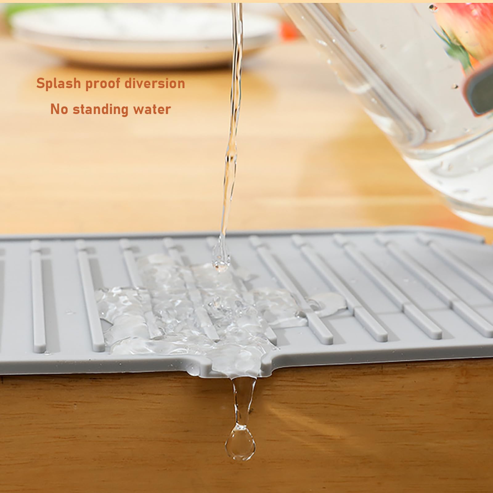 24Inch Kitchen Sink Splash Guard Sink Faucet Mat Splash Guard Large Size Handle Drip Catcher Tray Mat Sponge Holder For Kitchen