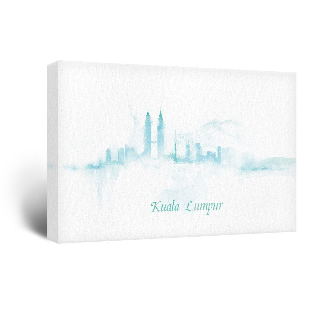 Wall26 Canvas Wall Art - Impressionism Watercolor Style City Landscape Of Kuala Lumpur - Giclee Print Gallery Wrap Modern Home A