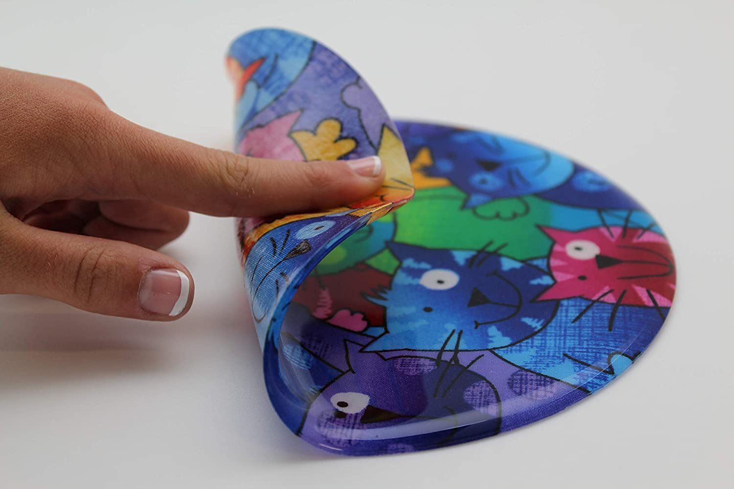 Andreas Silicone Happy Cats Non-Slip 8'' Trivet/Pot Holder/Hot Pad, 100% Cotton, Dishwasher Safe, Hot Dishes, Protect Hair Iron,
