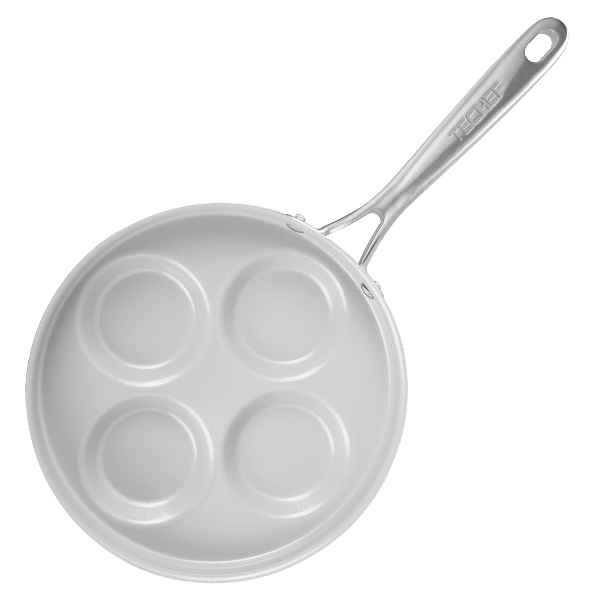 Techef - Ceraterra Ceramic Nonstick 4-Cup Egg Frying Pan (Ptfe, Pfas, And Pfoa Free Ceramic Exterior  Interior), Oven  Dishwashe