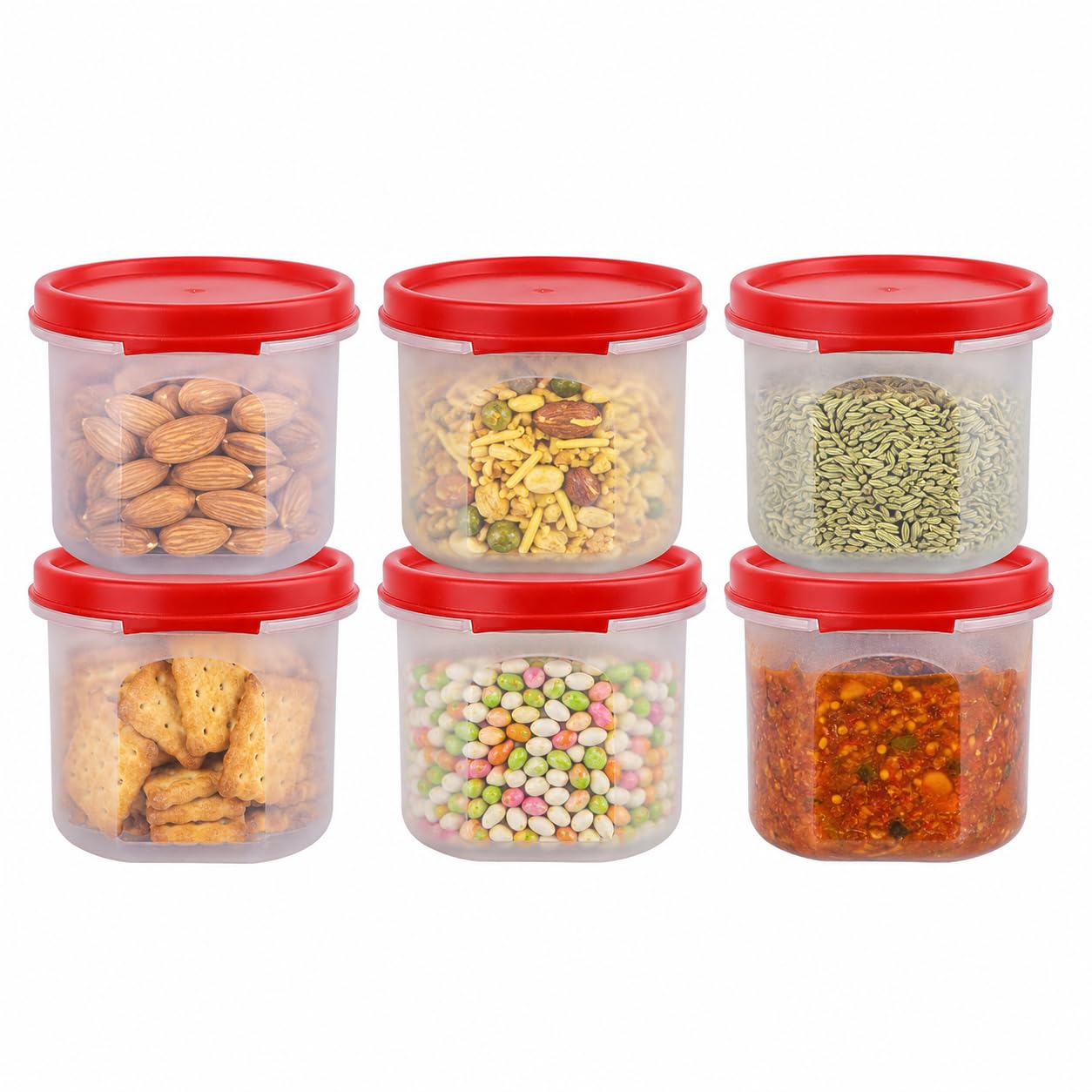 Cutting Edge 250Ml Smart Slim Storage Airtight ContainerRed,Set Of 6