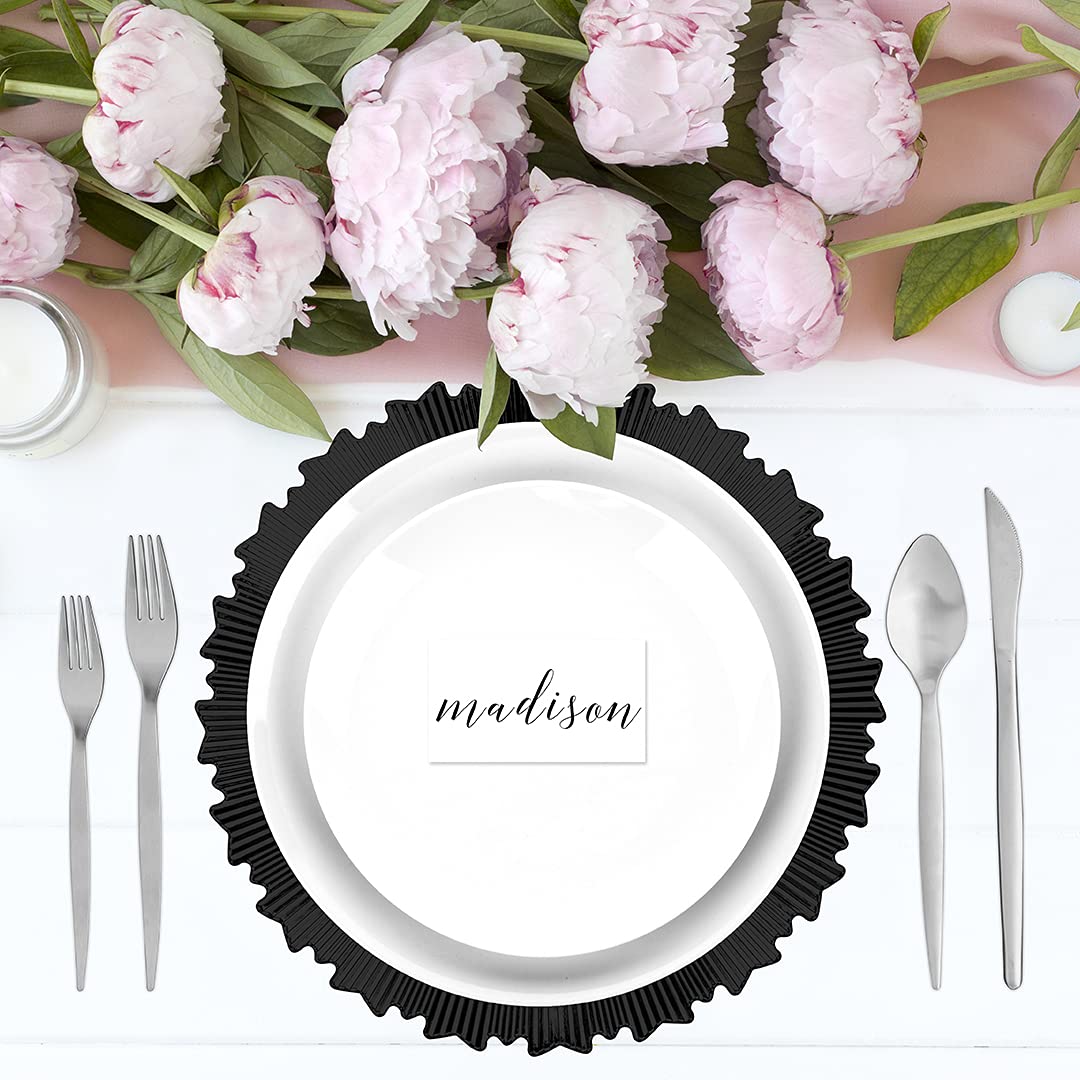 Koyal Wholesale Galaxy Charger Plates, French Style Decor, Ornate Charger Plates, Rustic Farm Table Decor (4, Black)