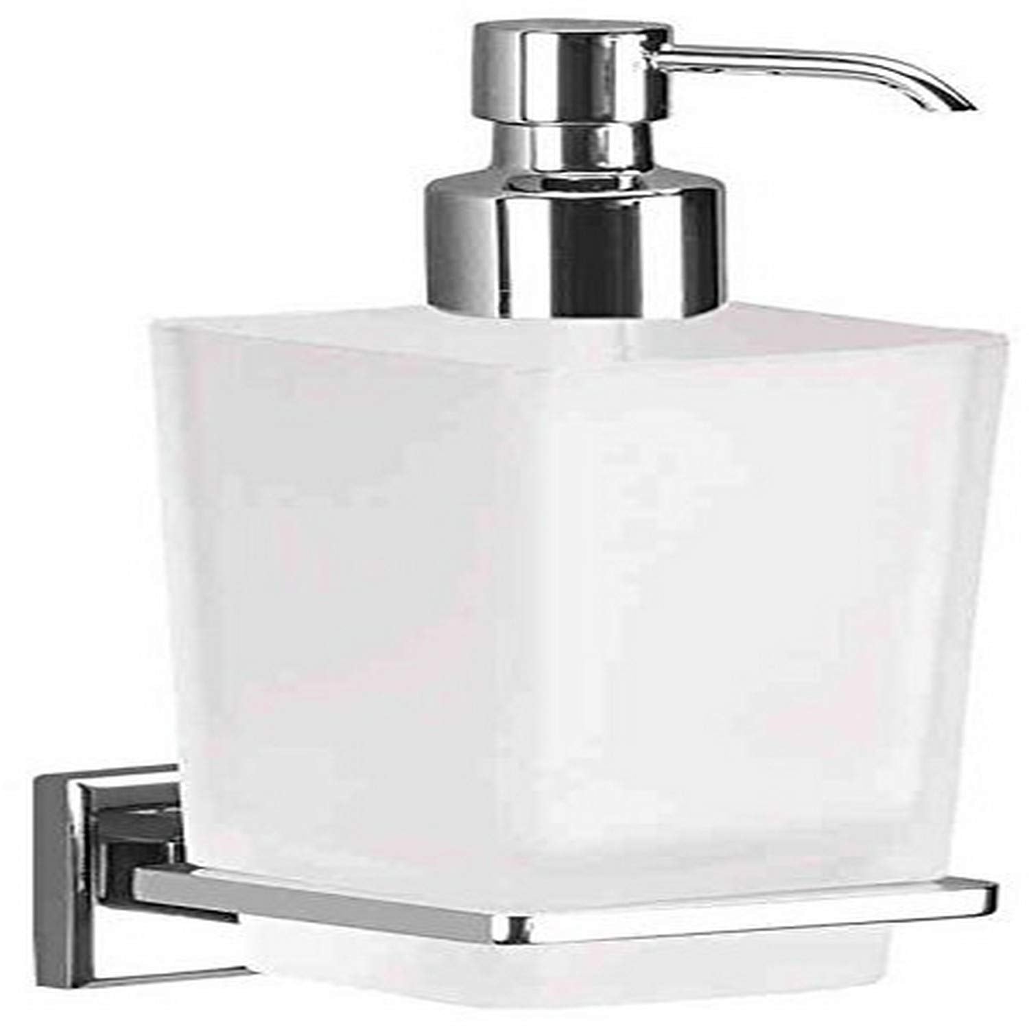 Gedy 6981-13 Colorado Soap Dispenser With Frosted Glass Container, 1.3'' L X 2.8'' W, Chrome