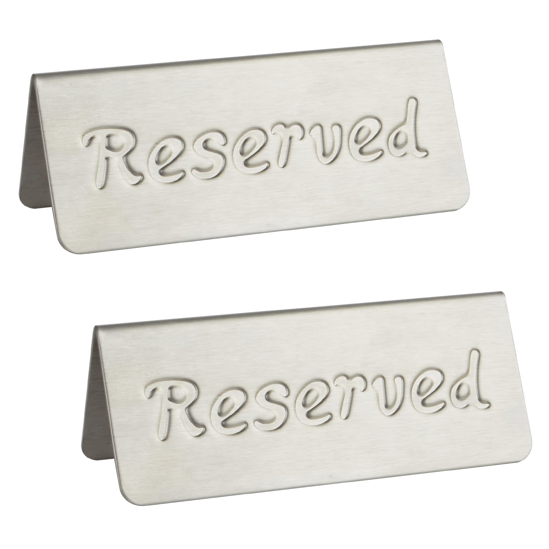 2 Pack Small Reserved Table Signs For Restaurants,Dinner Parties,Banquets,Events - Stainless Steel Table Tent Place Signs - 10 Y