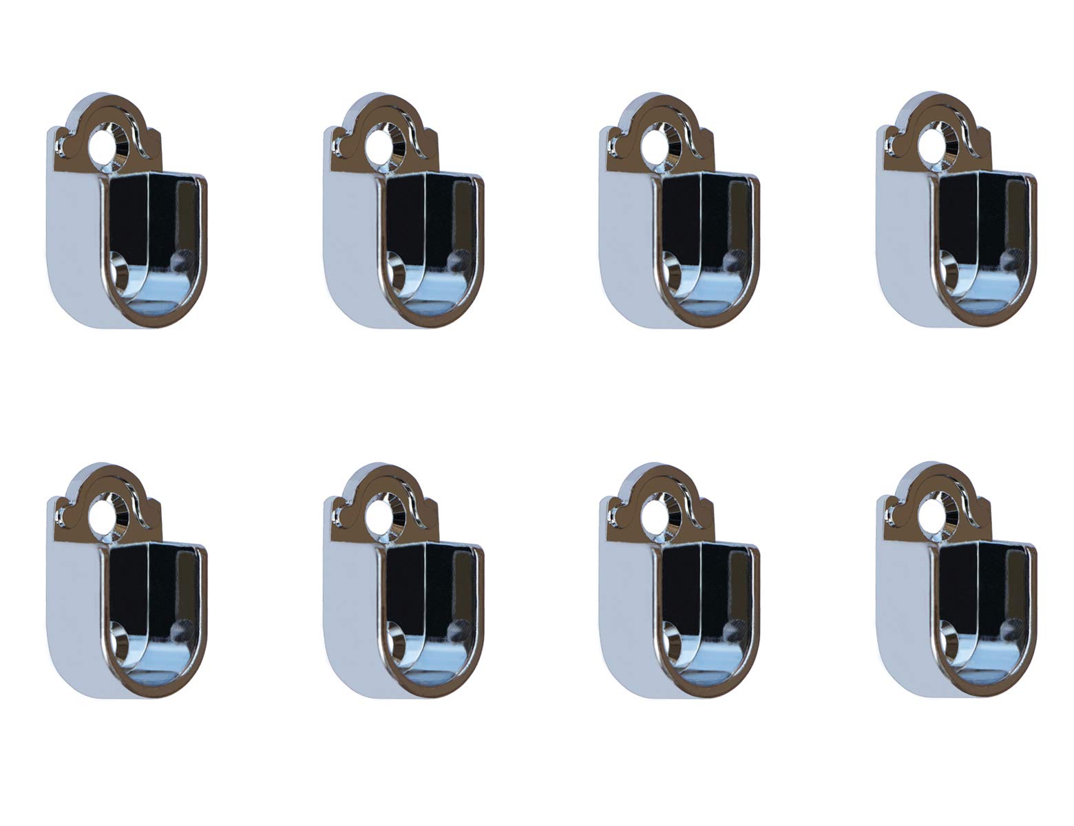 Metal Closet Wardrobe Rod Holder Socket End Support Pipe Bracket U-Shaped Flange For 16Mm/0.63'' Rod (Set Of 8)