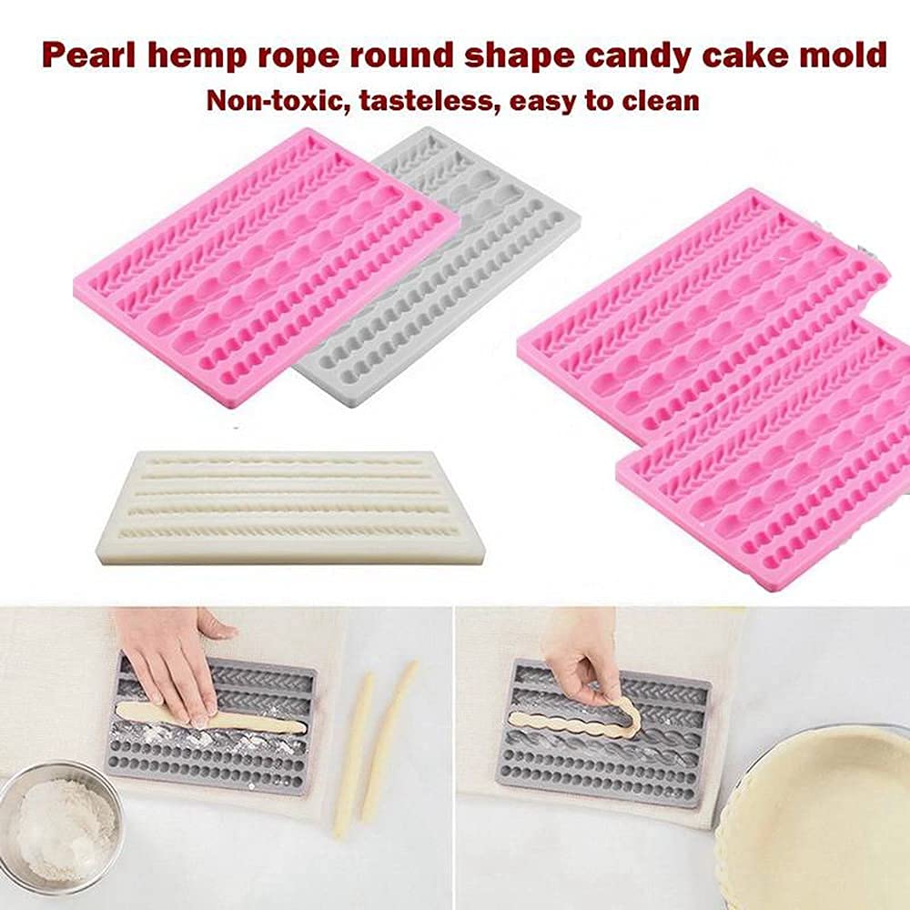 3D Pearl Knit Rope Silicone Mold Fondant Mould Cake Border Decorating Molds Gumpaste Kitchen Diy Baking Decorating Cake Tools Ho