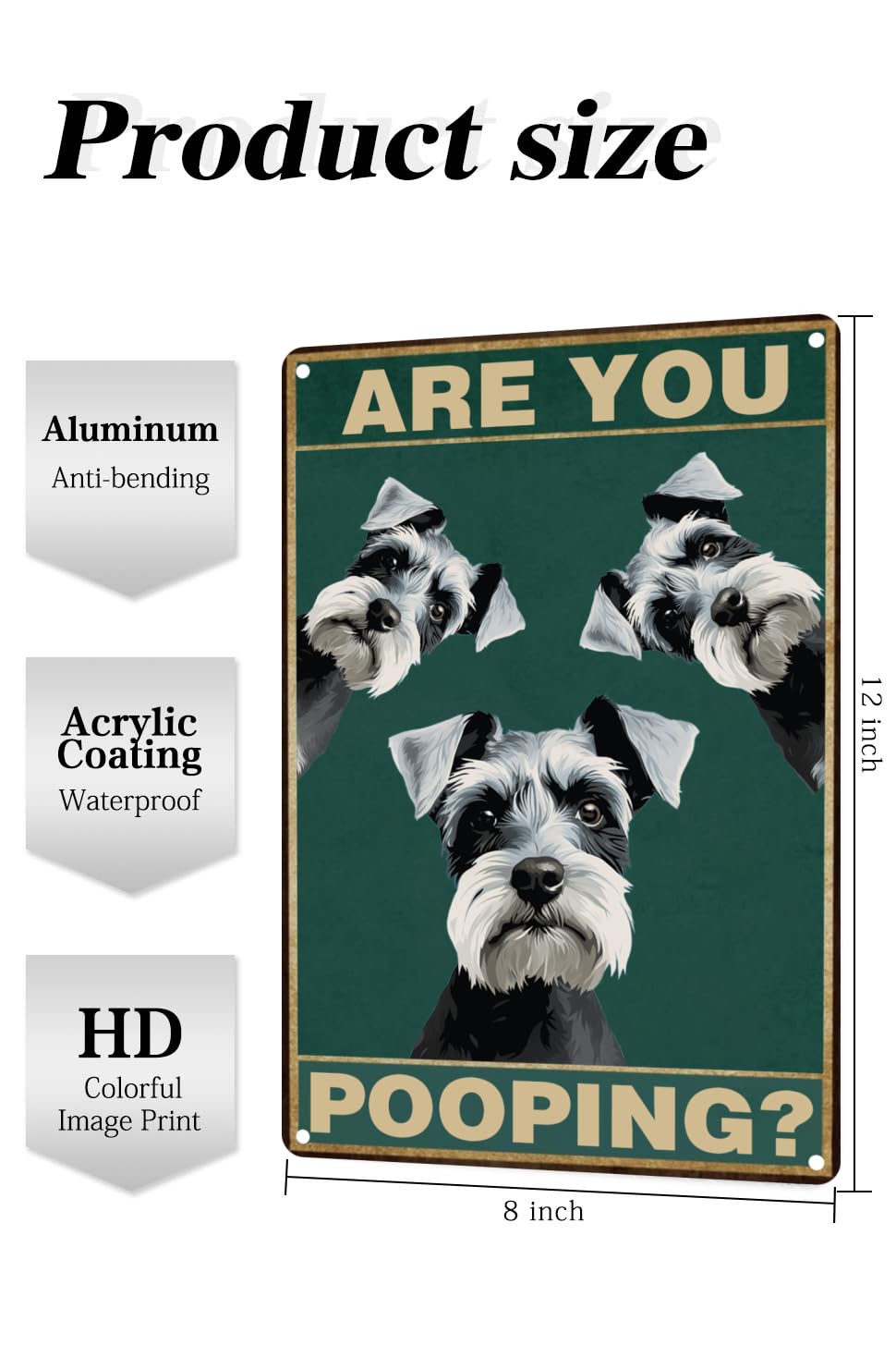 Toppacific Miniature Schnauzer 12X8 Inch Are You Pooping Sign Bathroom Decor- Dog Metal Poster Dog Lover Gift Art Funny Dogs Wal