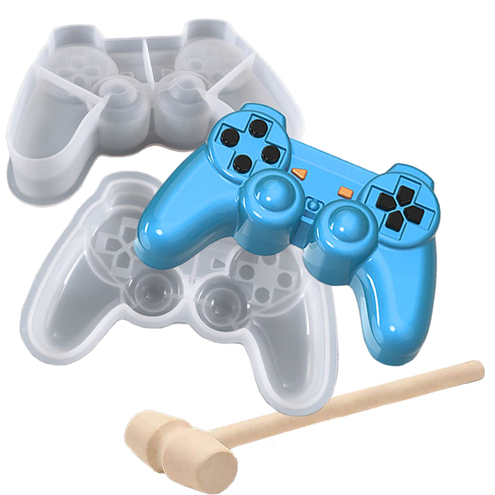 3D Game Controller Chocolate Silicone Molds, Non-Stick Large Breakable Chocolate Molds With 1 Pcs Wooden Mallet For Diy Party De