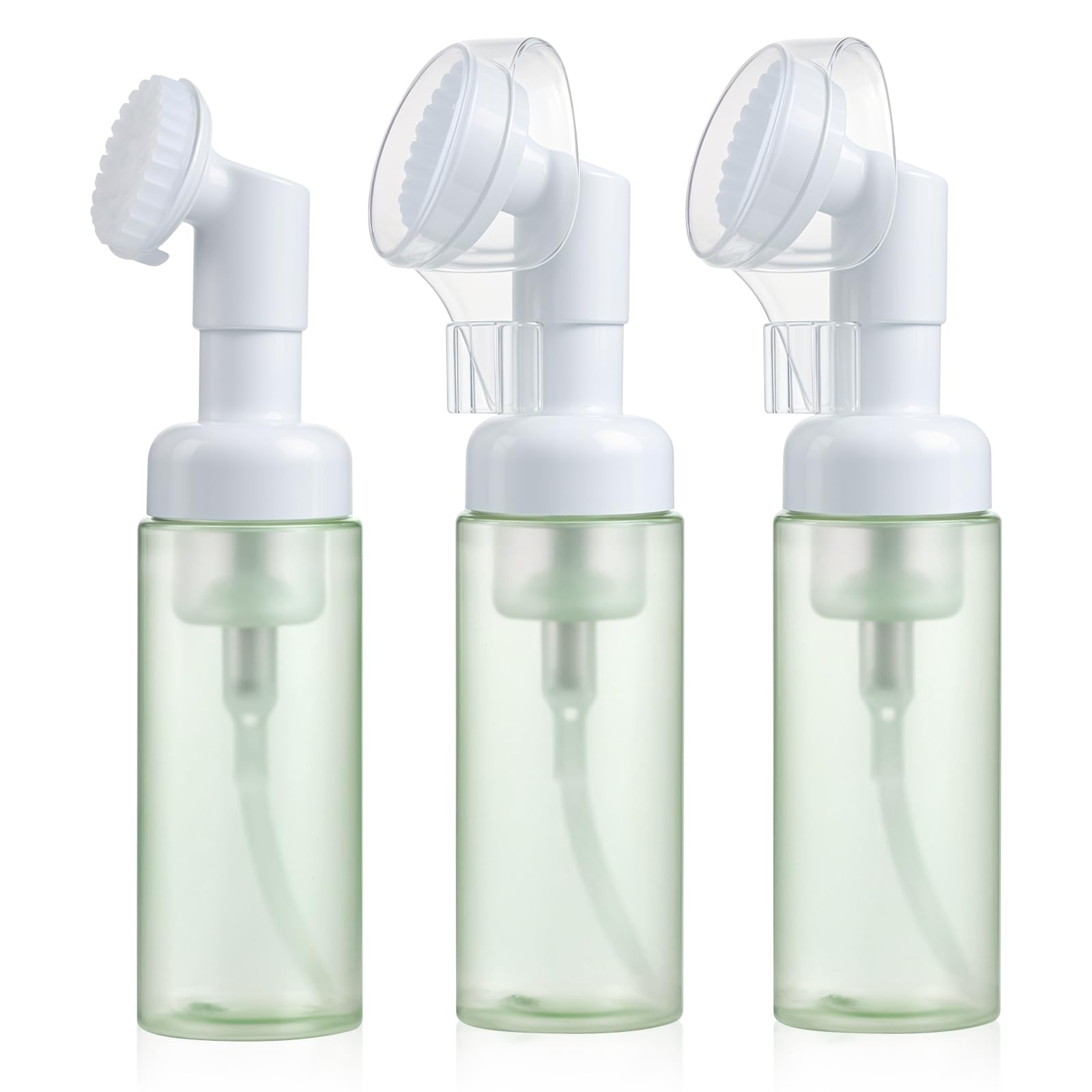 3 Pcs Small Foaming Soap Dispenser Foam Bottle With Brush Empty Facial Cleanser Bottle Mini Mousse Pump Container With Silicone