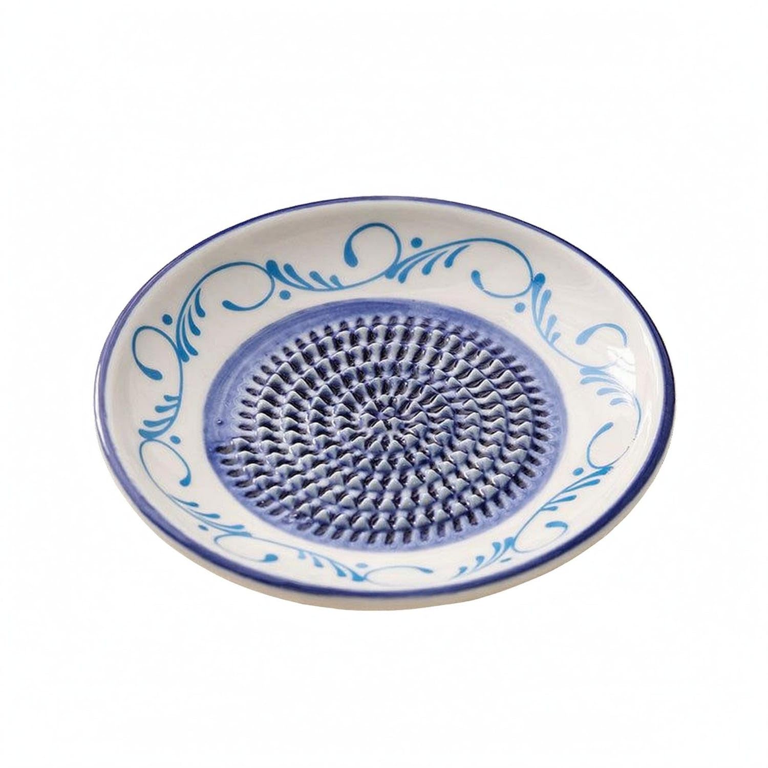 Snappsy Textured Center Ceramic Ginger Grater Plate Glazed Finish Ceramic Grinding Plate Decorative Border Ginger Grater Shallow