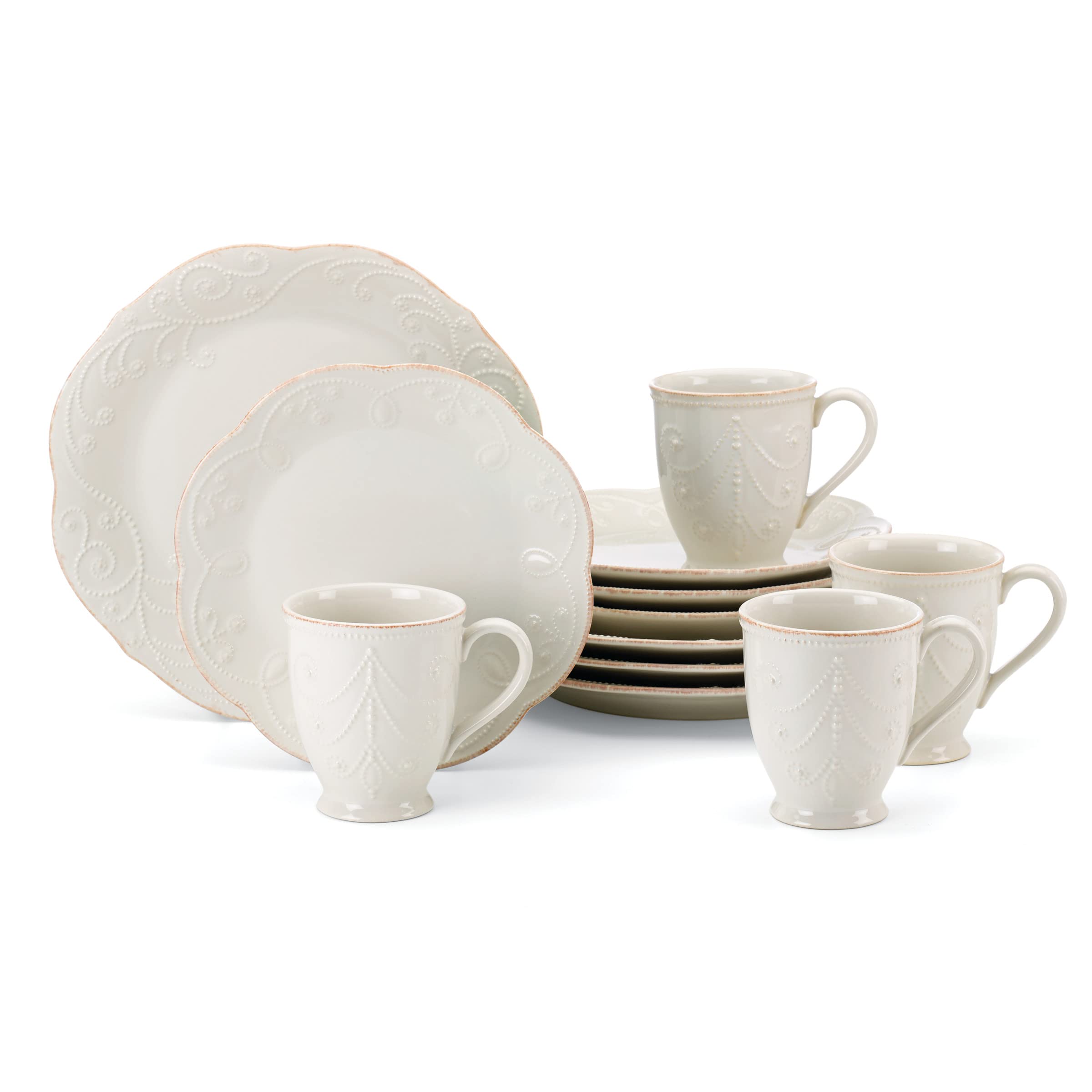 Lenox French Perle Assorted Plates, 7.5-Inch, White, Set of 4