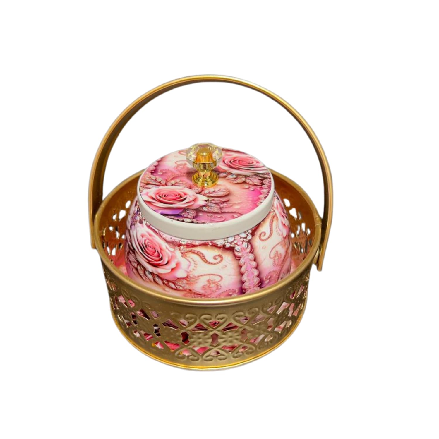 Wedone Ceramic Jar With Lid And Metal Basket Handle Kitchen Storage Container For Tea Sugar Coffee Dry Fruits Candy Holder Decor