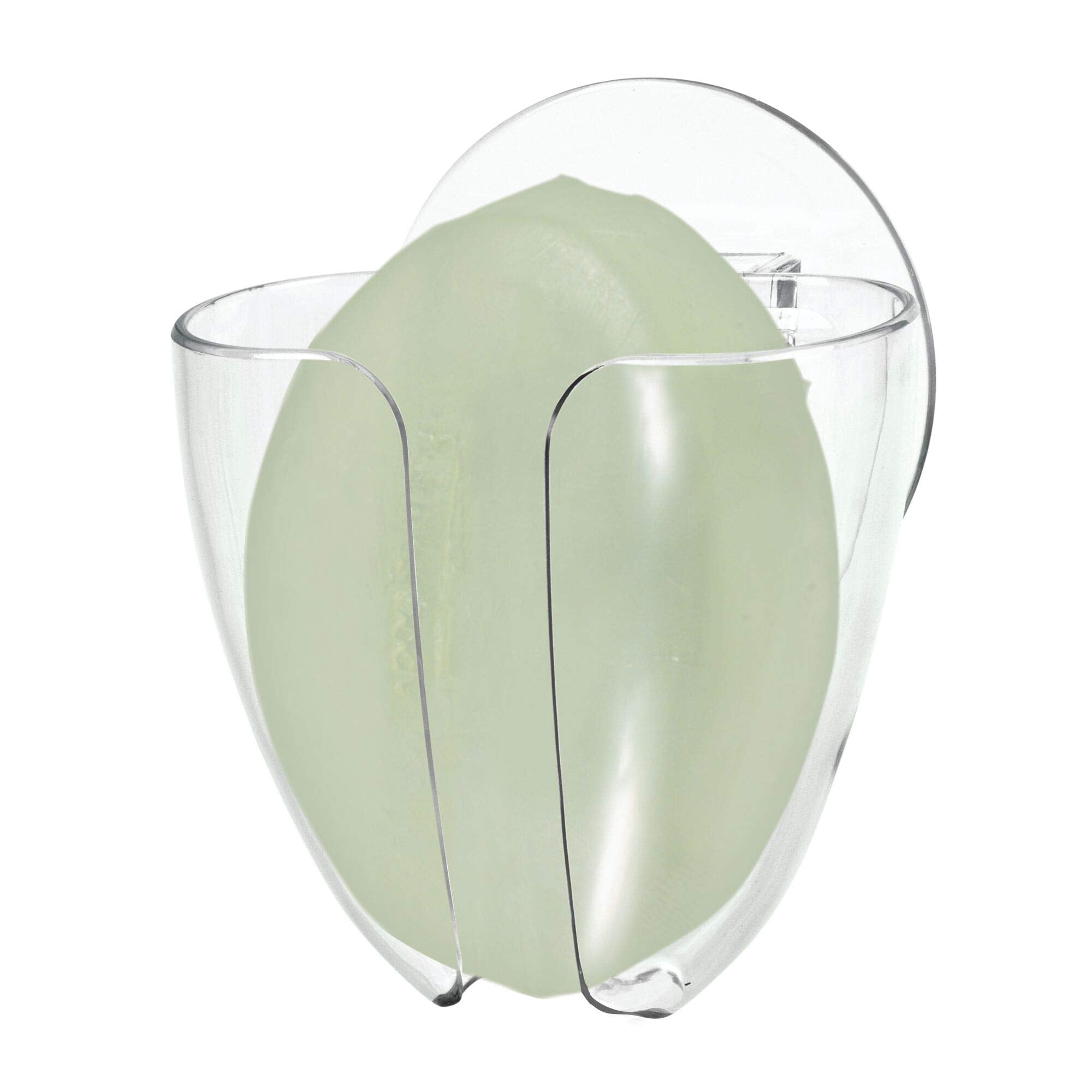 Idesign Plastic Self-Draining Suction Cup Wall Mount Kitchen Sink Bar Soap Holder - 2.5'' X 3.5'' X 6'', Clear