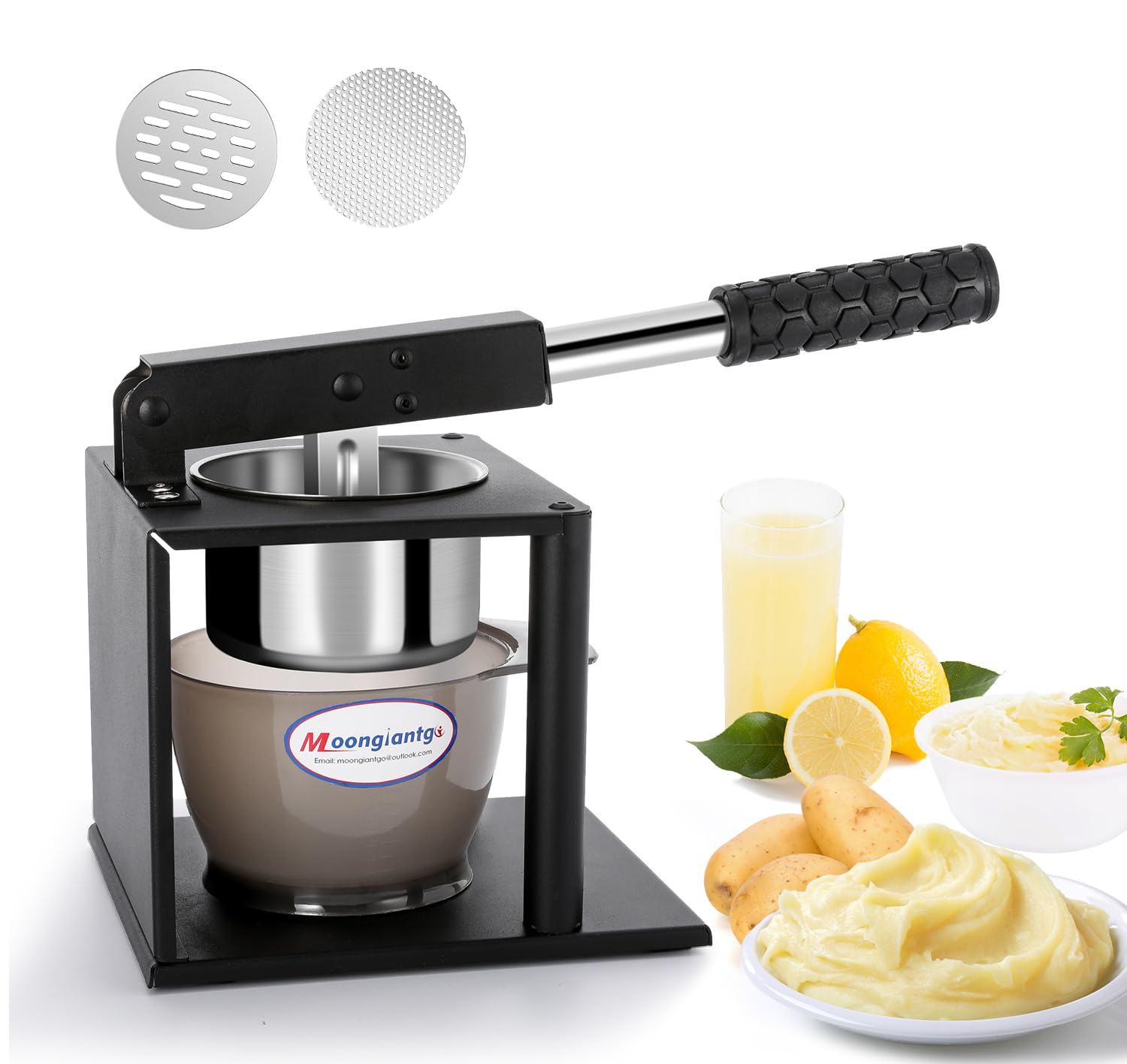 Moongiantgo Potato Ricer Masher With 2 Interchangeable Discs Hand Food Press For Mashed Potatoes, Avocados Puree Or Fruit Juicer