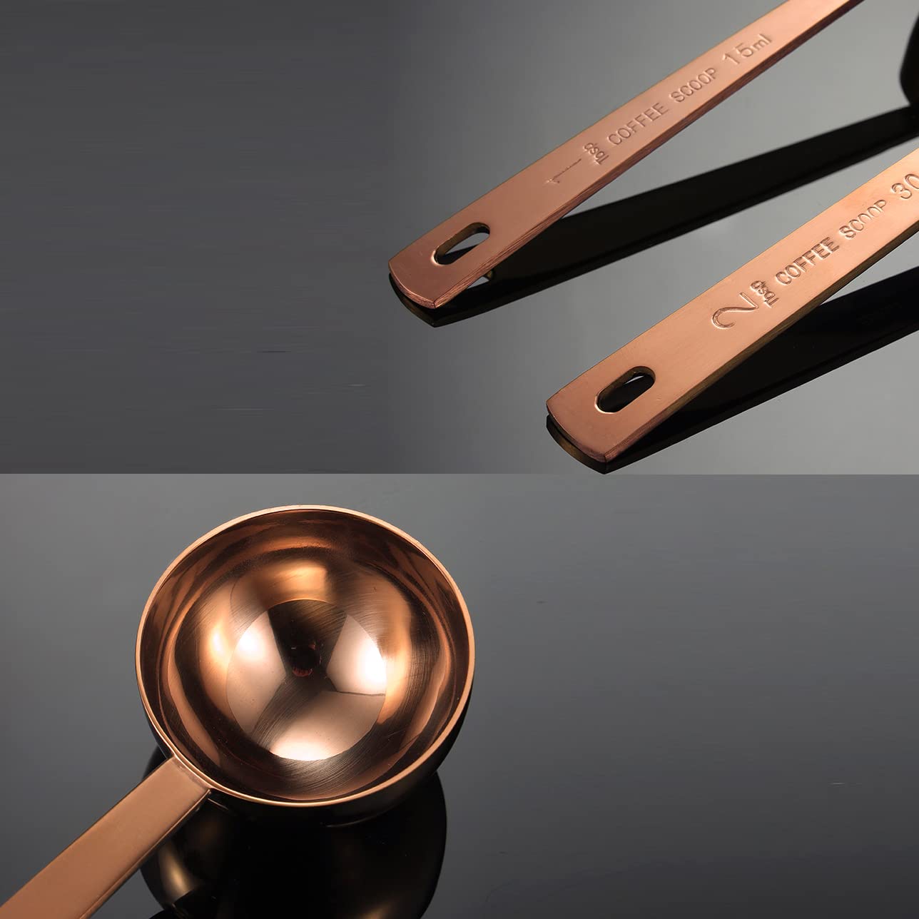 Rose Gold Coffee Scoop Long Handle Measuring Coffee Spoon Stainless Steel 1 Tablespoon 2 Tablespoon For Ground Coffee/Coffee Bea