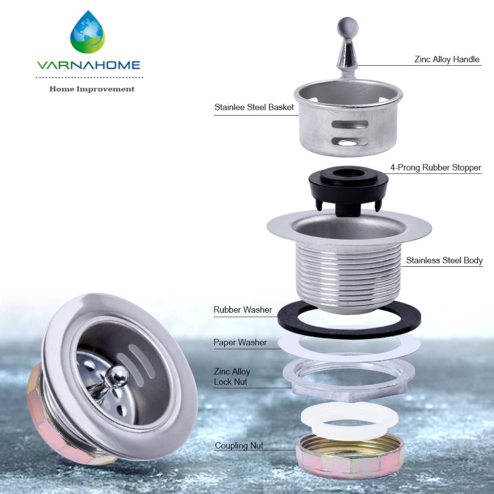 Varnahome Junior Duo Bar/Pre Sink Stainless Steel Strainer Assembly W/Basket Strainer