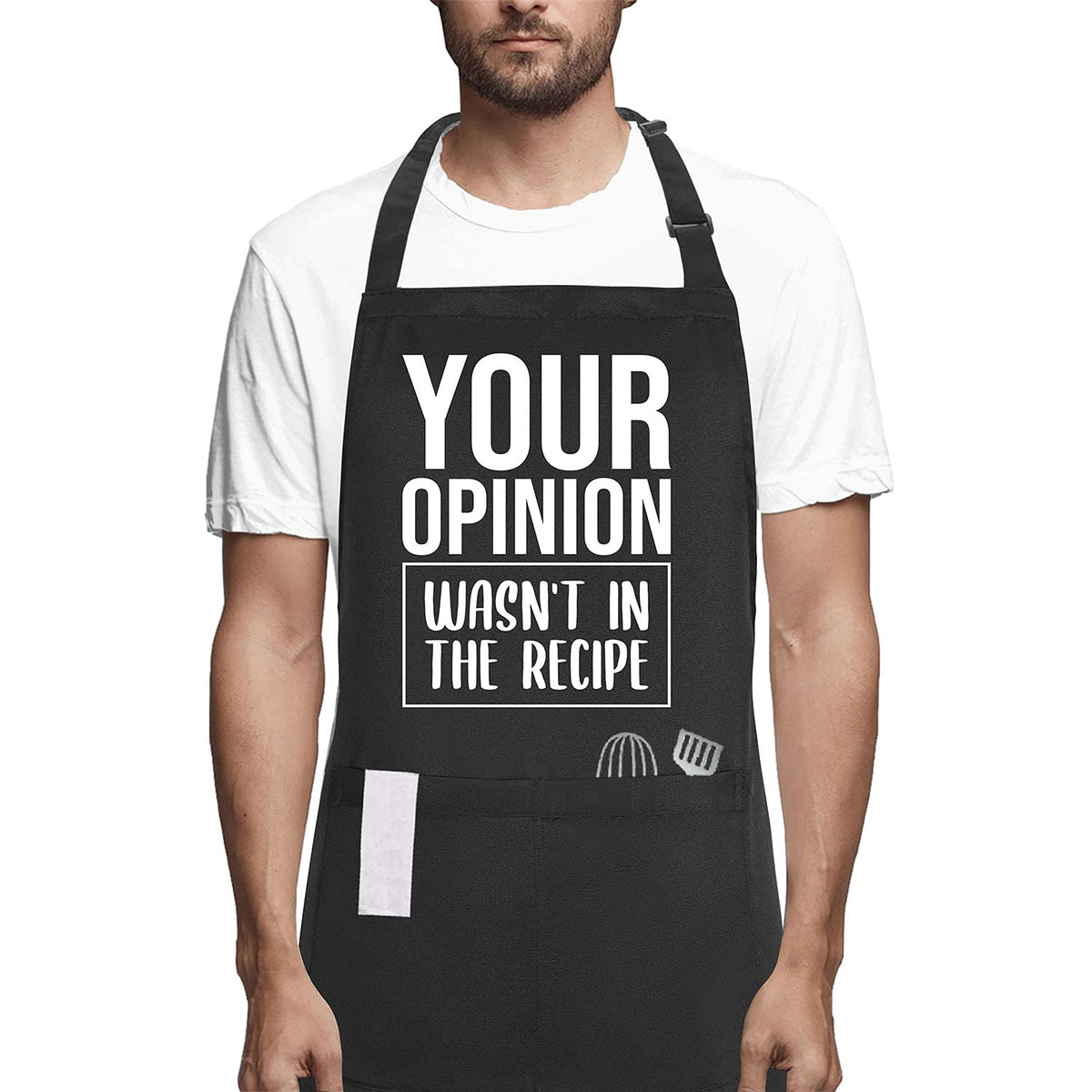 Funny Chef Aprons For Men And Women With Pockets, Your Opinion Wasn 'T In The Recipe, Kitchen Cooking Grilling Apron For Dad Mom