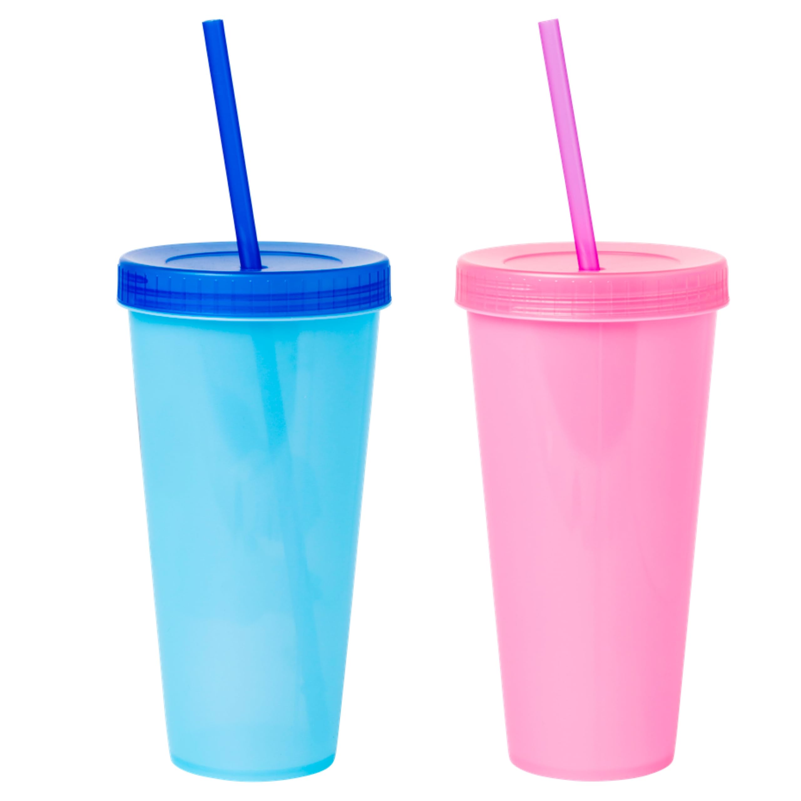 Silver Buffalo Disney Lilo And Stitch Angel Coconut Flowers 2 Pack Color Change Plastic Tumbler, 24-Ounce