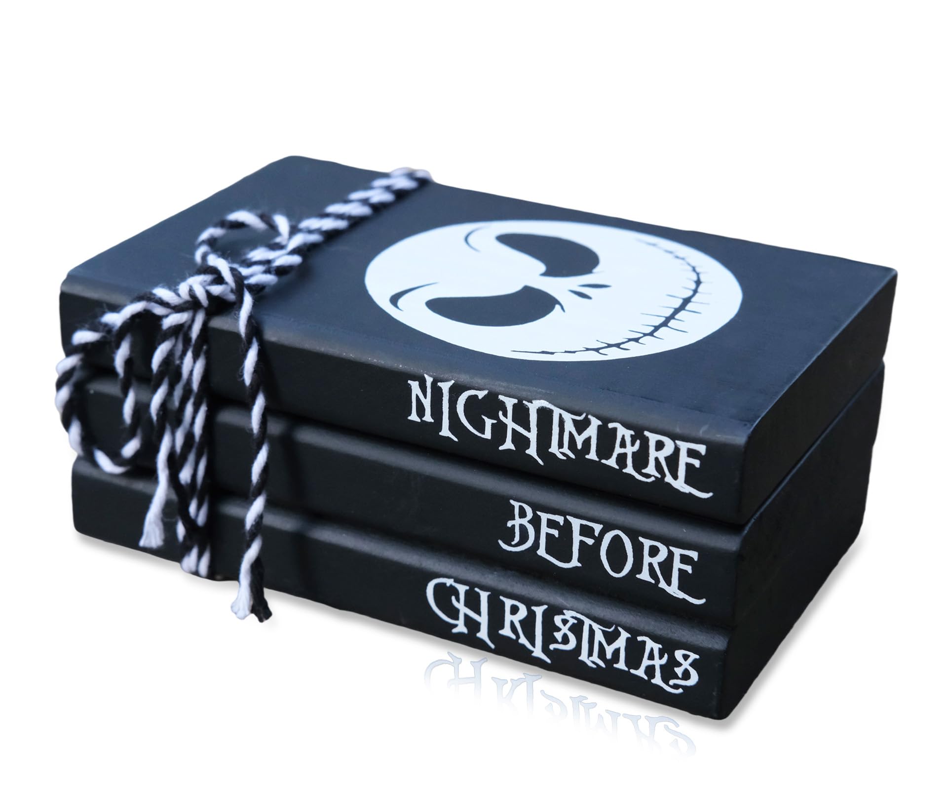 RUKEJUNE Mini Black Halloween Tiered Tray Decor Wood Decorative Book Stack, Rustic Farmhouse Faux Books Bundle for Home Table Ma