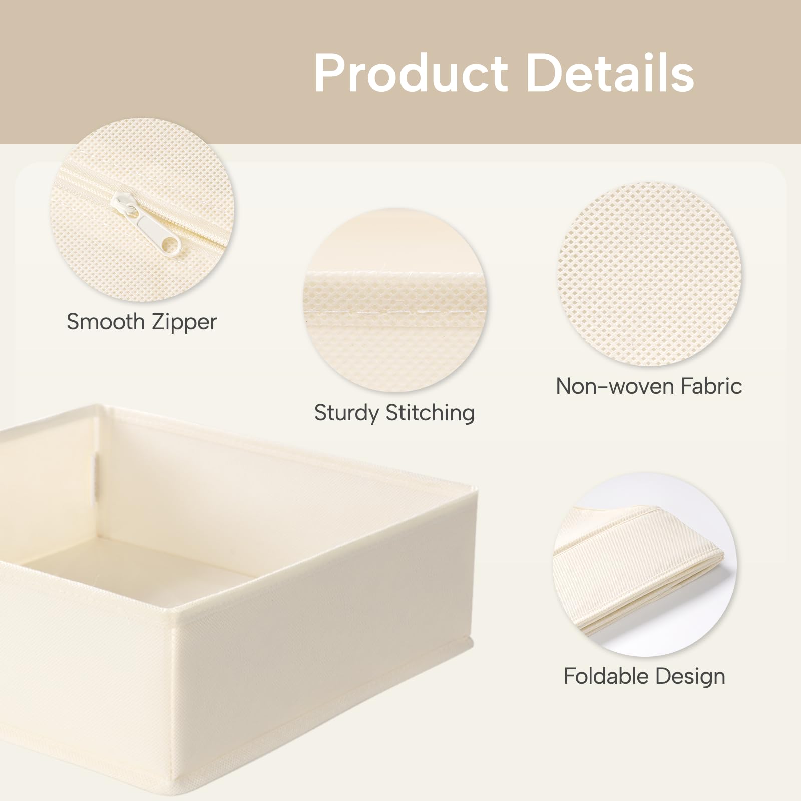 Criusia Underwear Sock Drawer Organizer Dividers 8 Set, Foldable Dresser Closet Organizers and Storage Bins for Baby Clothing, S