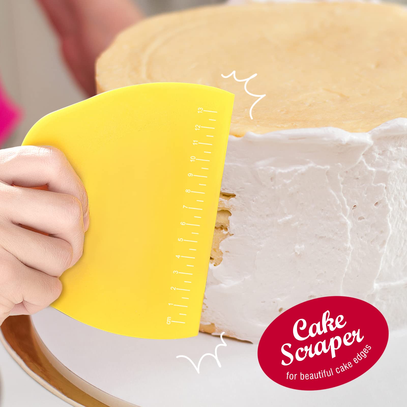 Teenitor 2 Pieces Dough Scraper, Dough Cutter Bench Scraper, Dough Scrapers Multipurpose Food Scrapers For Dough, Cake, Bread Ye