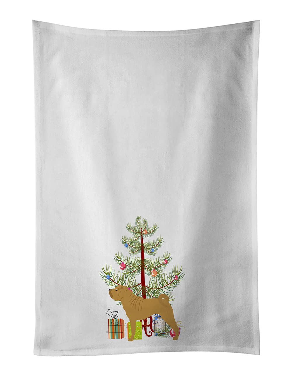 Shar Pei Merry Christmas Tree White Kitchen Towel Set of 2