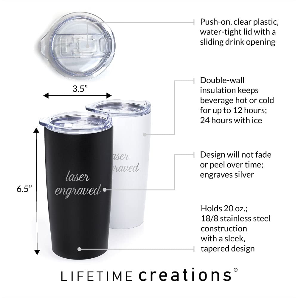 Lifetime Creations Engraved Personalized Best Dad Ever Tumbler (Matte Black) - 20 Oz Coffee Travel Mug For Dad With Kids Names,