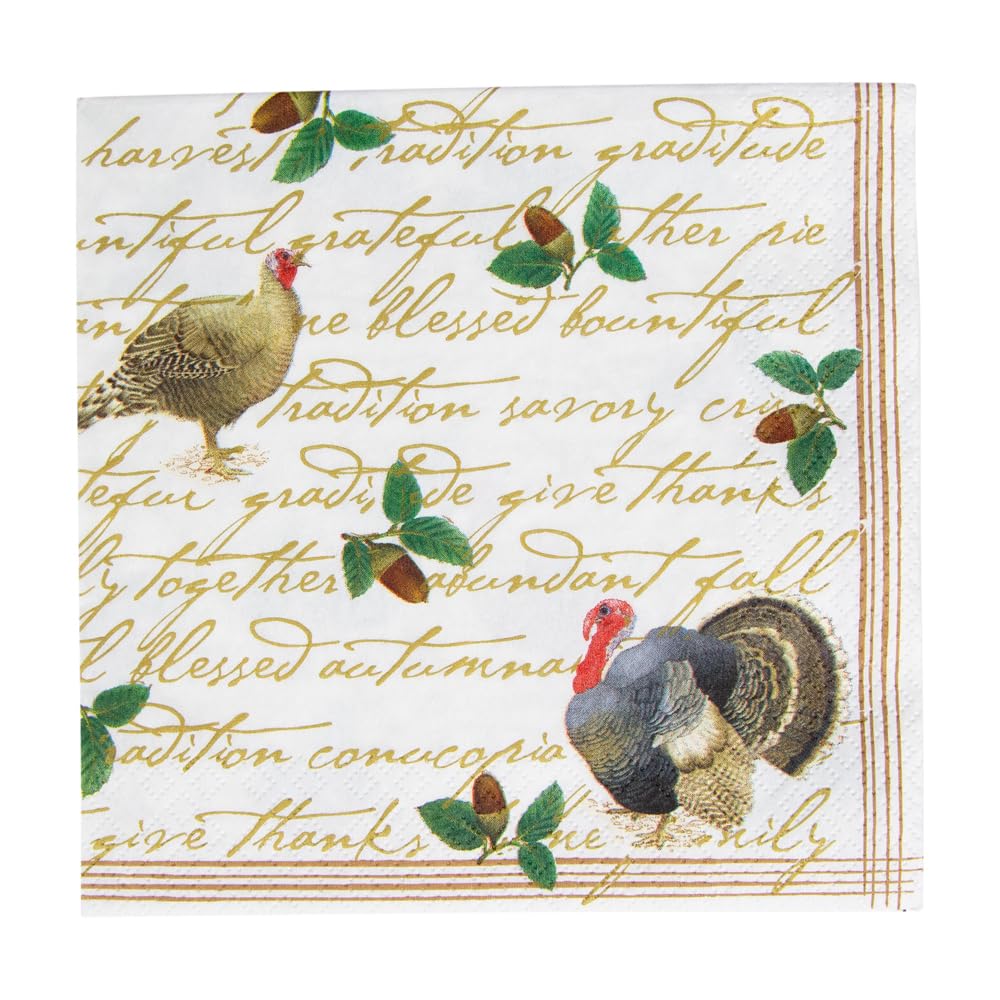Caspari Founders Thanksgiving Paper Luncheon Napkins - Two Packs of 20
