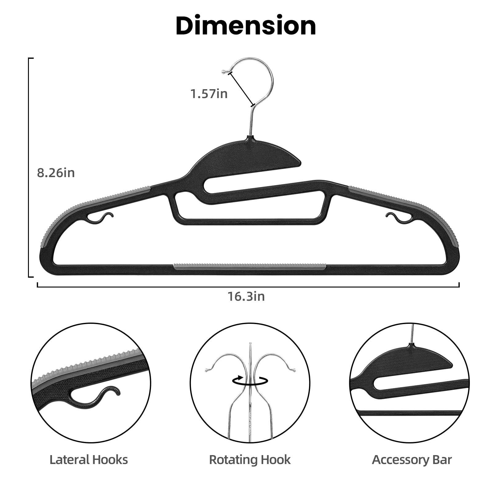 Heavy Duty Plastic Hangers 50 Pack with Non-Slip Design 0.2 Inches Thick 360?Swivel Hook Space Saving Organizer for Bedroom Closet Shirts Pants Strong Enough for Coat(Beige- S Shaped)