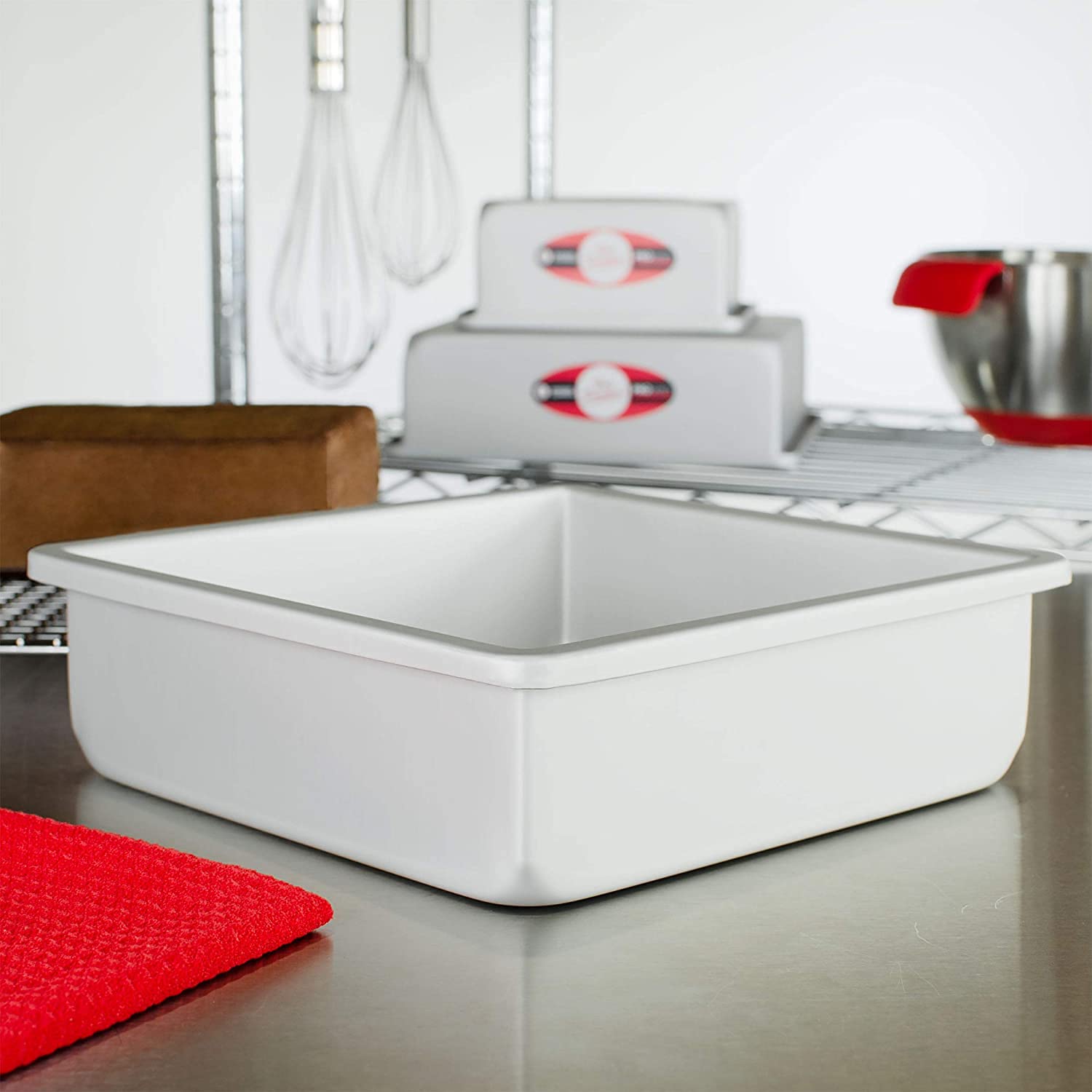 Lumintrailx Fat Daddios Square Cake Pan, 9 X 3 Inch, Silver, With A Lumintrail Measuring Spoon Set ,(Psq-993)
