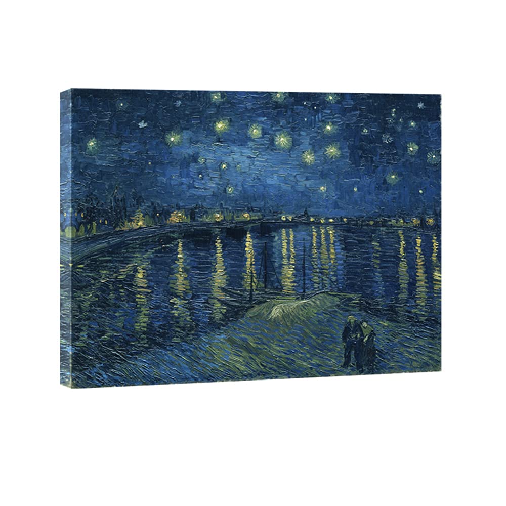 Wieco Art Starry Night Over The Rhone By Van Gogh Classical Oil Paintings Reproduction Large Modern Stretched And Framed Canvas