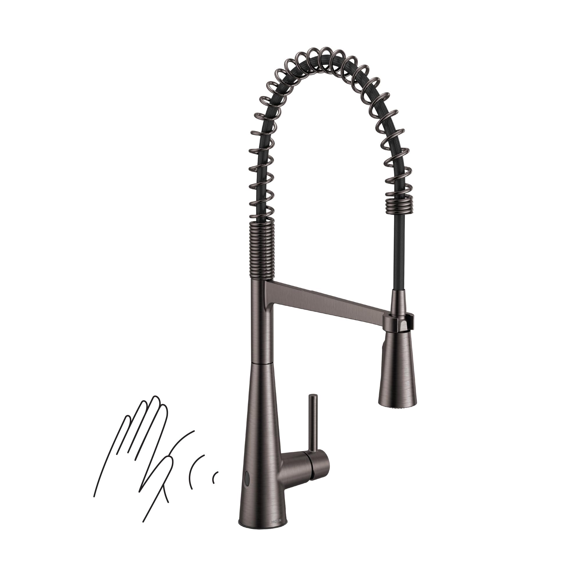 Moen 5925EWBLS Sleek Spring Pulldown Kitchen Faucet with Power Boost, Black Stainless